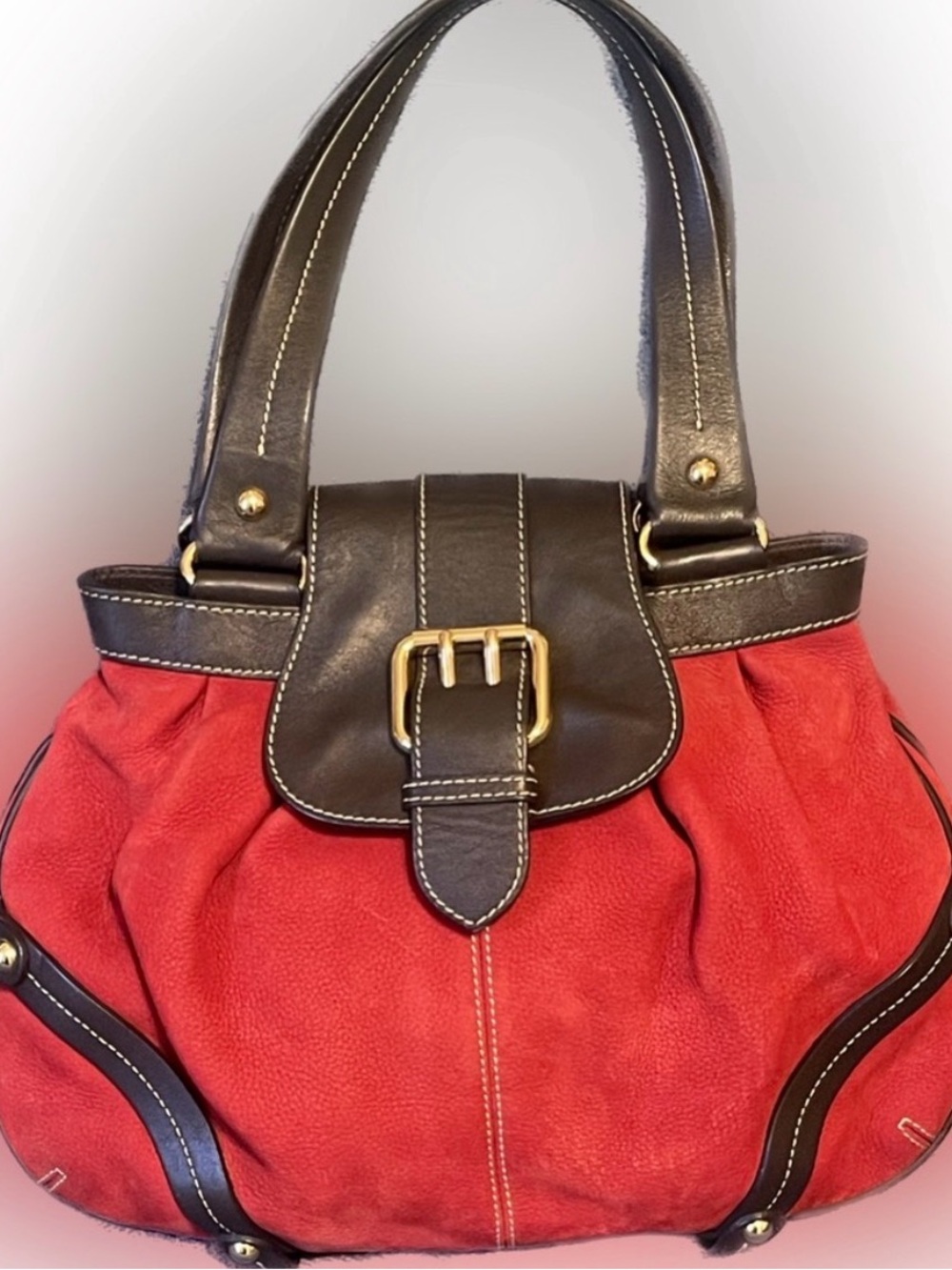 Dooney & Bourke Limited Edition Hayden Panettiere Red Suede Hobo Style Bag